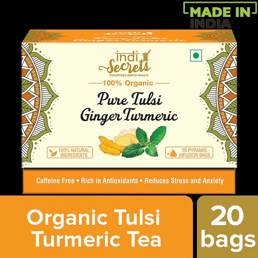 indiSecrets Organic Tea - Tulsi Ginger & Turmeric