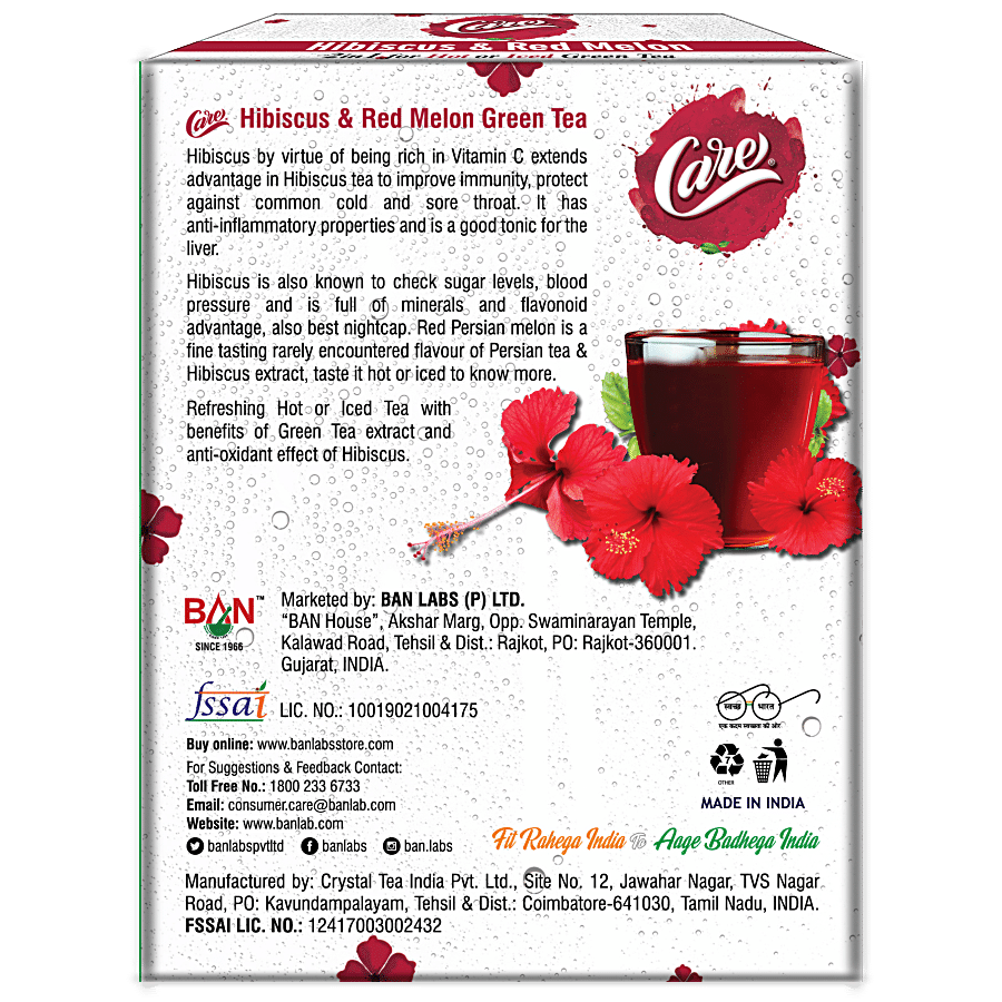 Care Hibiscus & Red Melon Green Tea - 2 In 1 For Hot & Iced