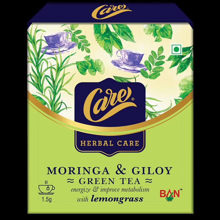 Care Moringa + Giloy Green Tea With Lemongrass