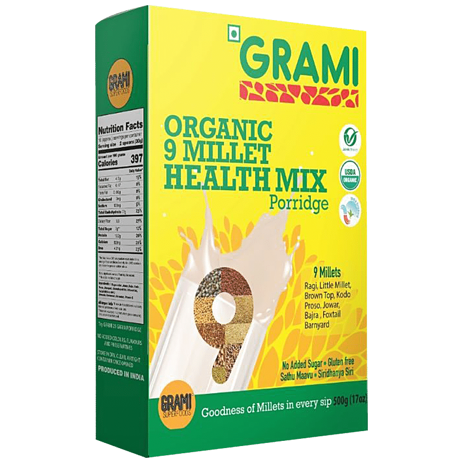 GRAMI SUPERFOODS Organic 9 Millet Health Mix Porridge - For Strength