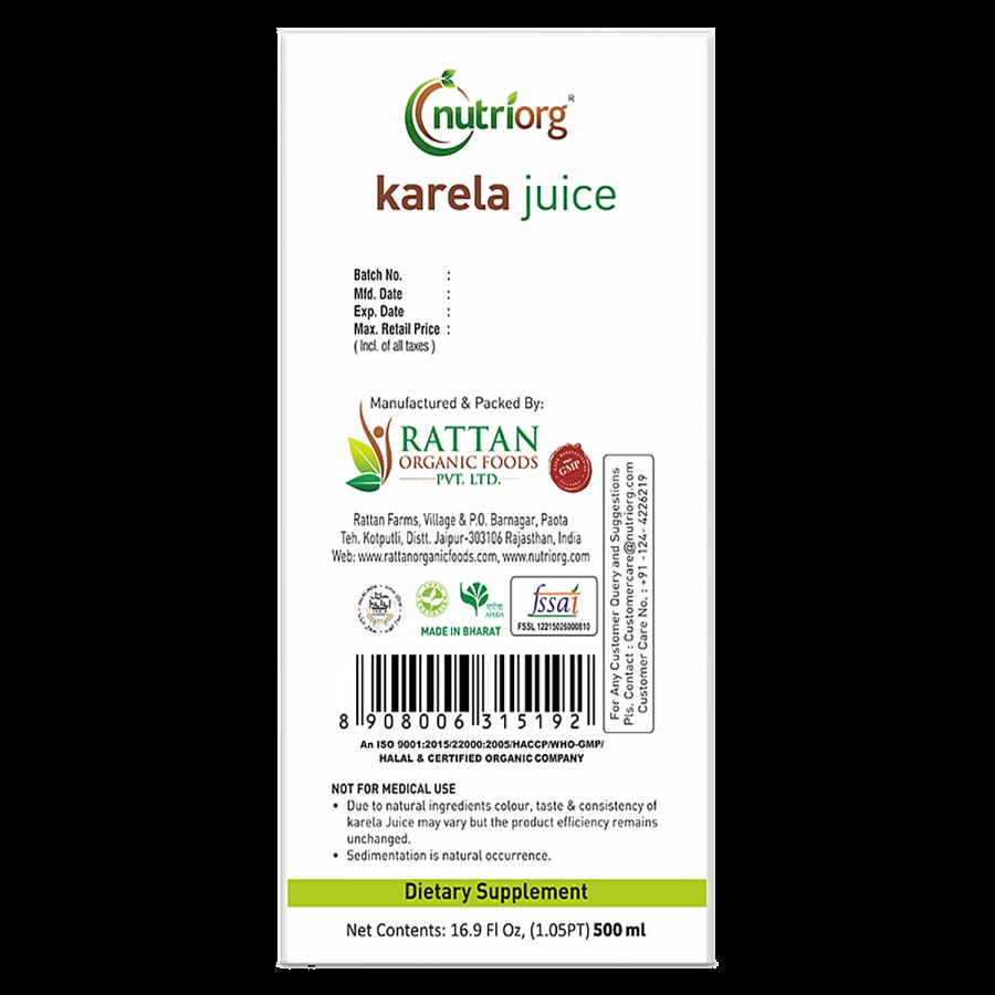 Nutriorg Karela Juice