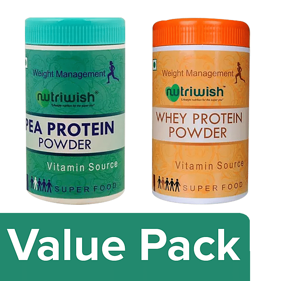 Nutriwish Pea Protein Powder Super Food 200 g + Unflavoured Whey Protein 200 g