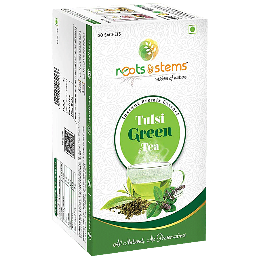 ROOTS & STEMS Green Tea Premix - Tulsi