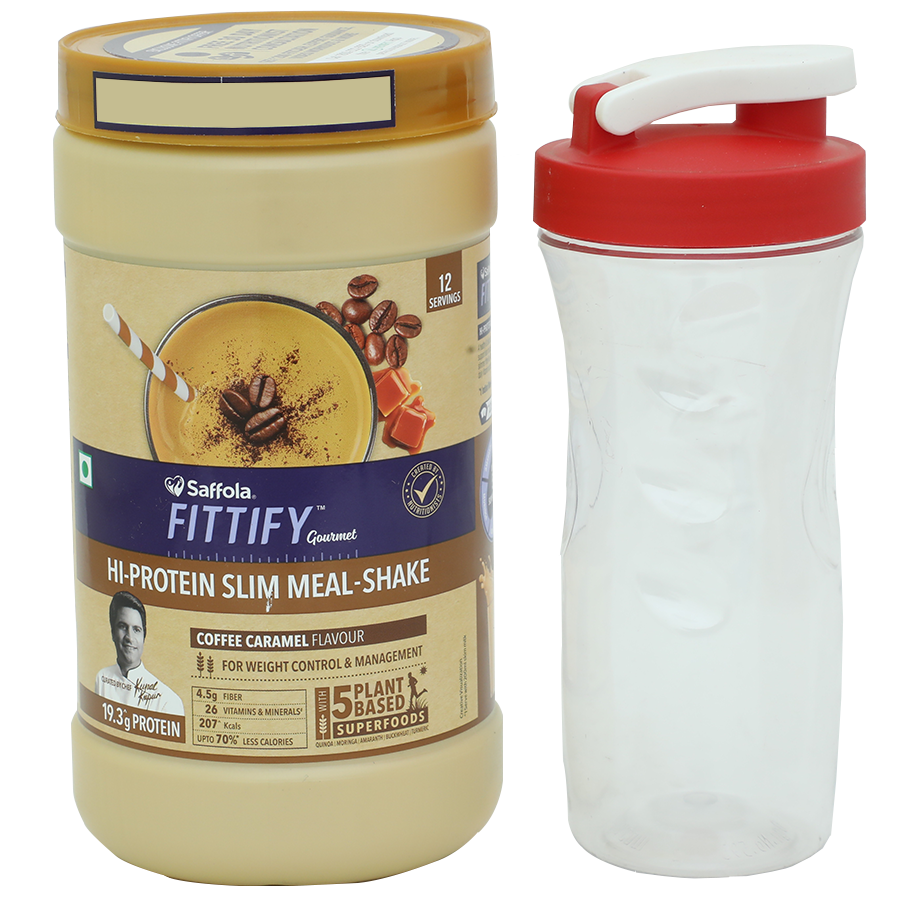 Saffola FITTIFY Gourmet Coffee Caramel Hi-Protein Slim Meal-Shake - No Added Sugar