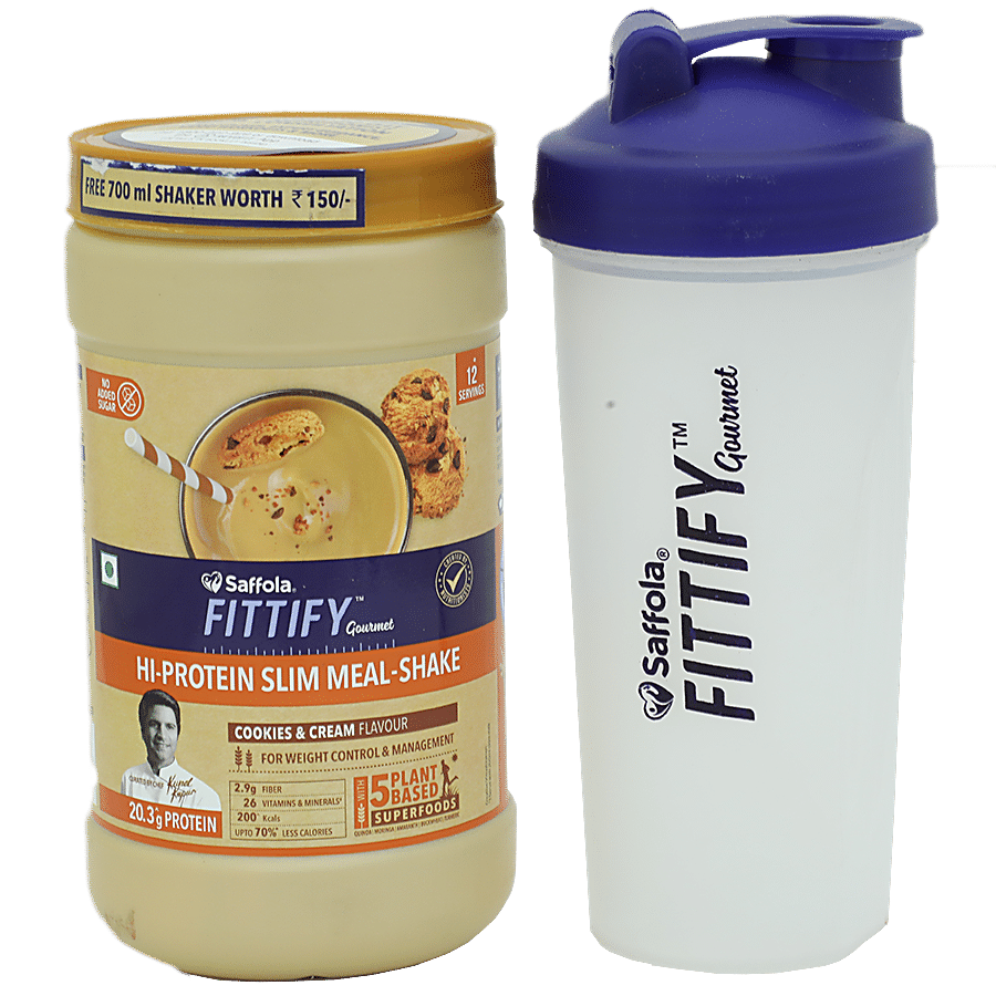 Saffola FITTIFY Gourmet Cookies & Cream Hi-Protein Slim Meal-Shake - No Added Sugar