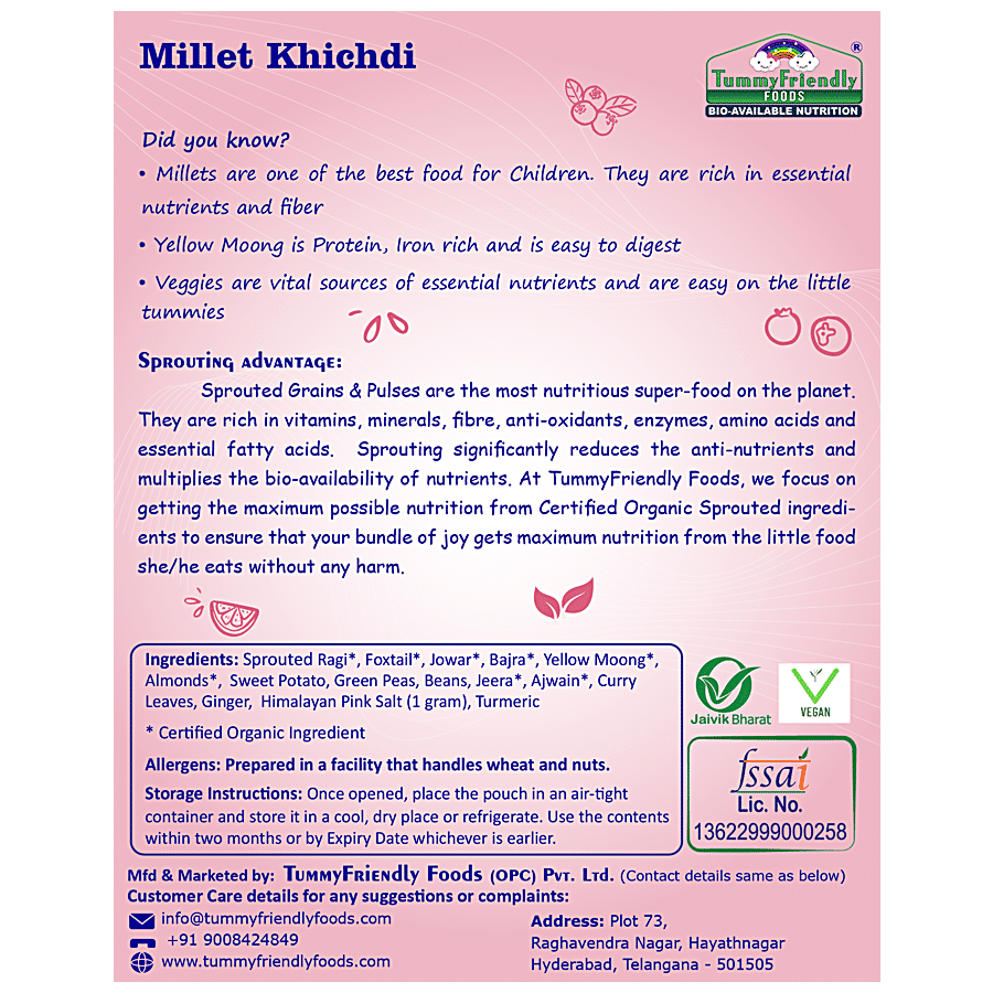 TummyFriendly Foods Millet Khichdi Mix With Vegetables - No Sugar & Milk