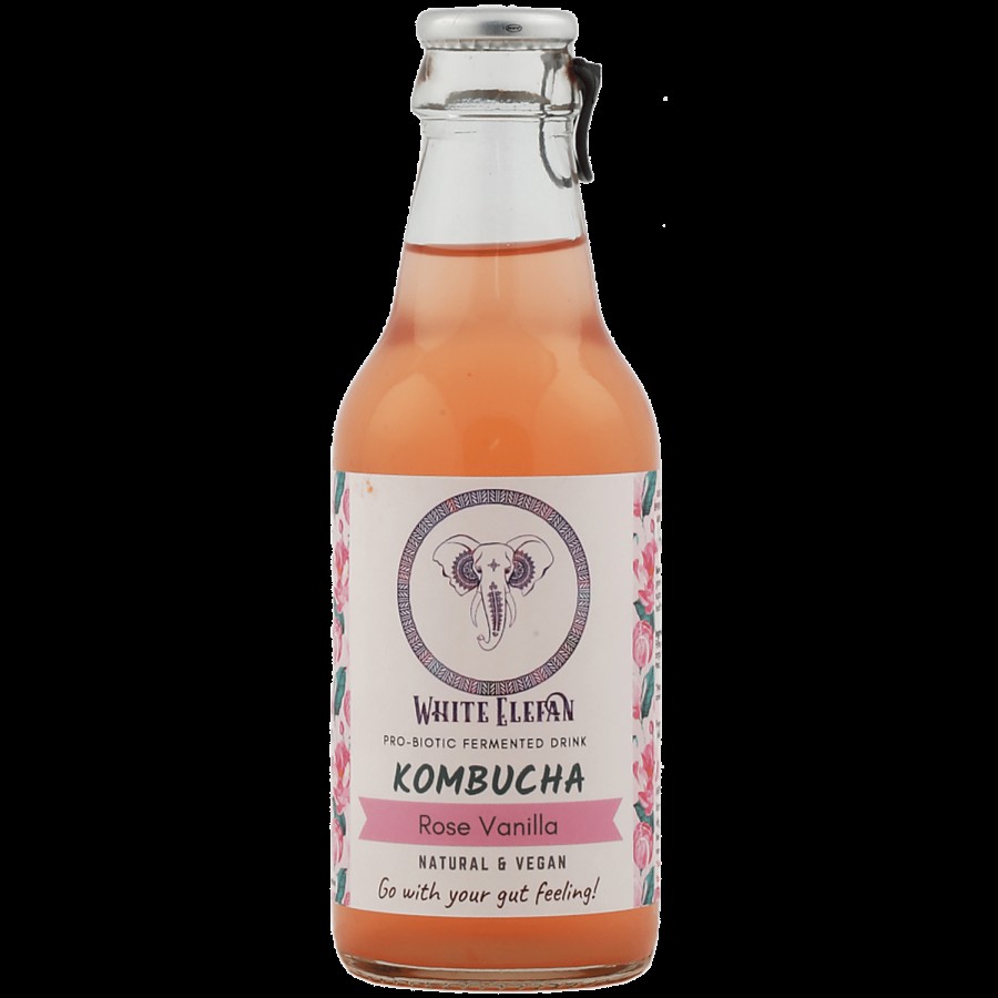 White Elefan Kombucha Pro-Biotic Fermented Drink - Rose Vanilla