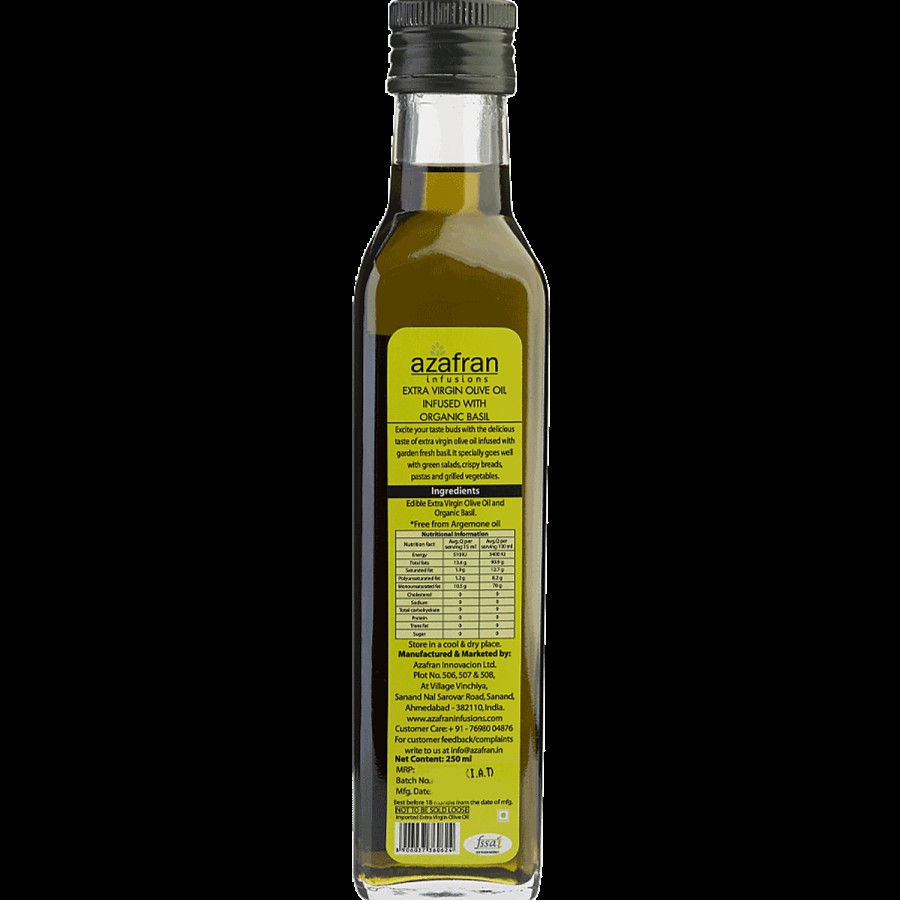 Azafran Extra Virgin Olive Oil - Infused With Basil