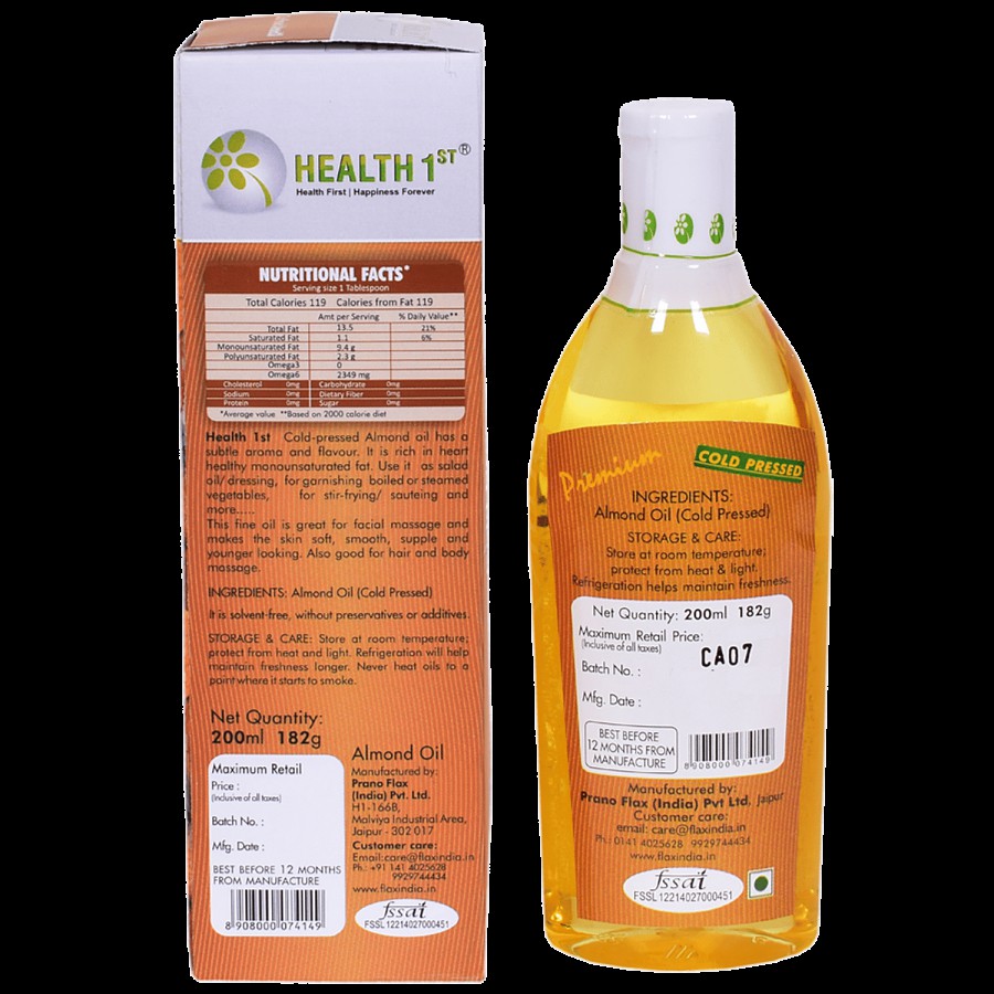 Health 1st Almond Oil - Cold Pressed