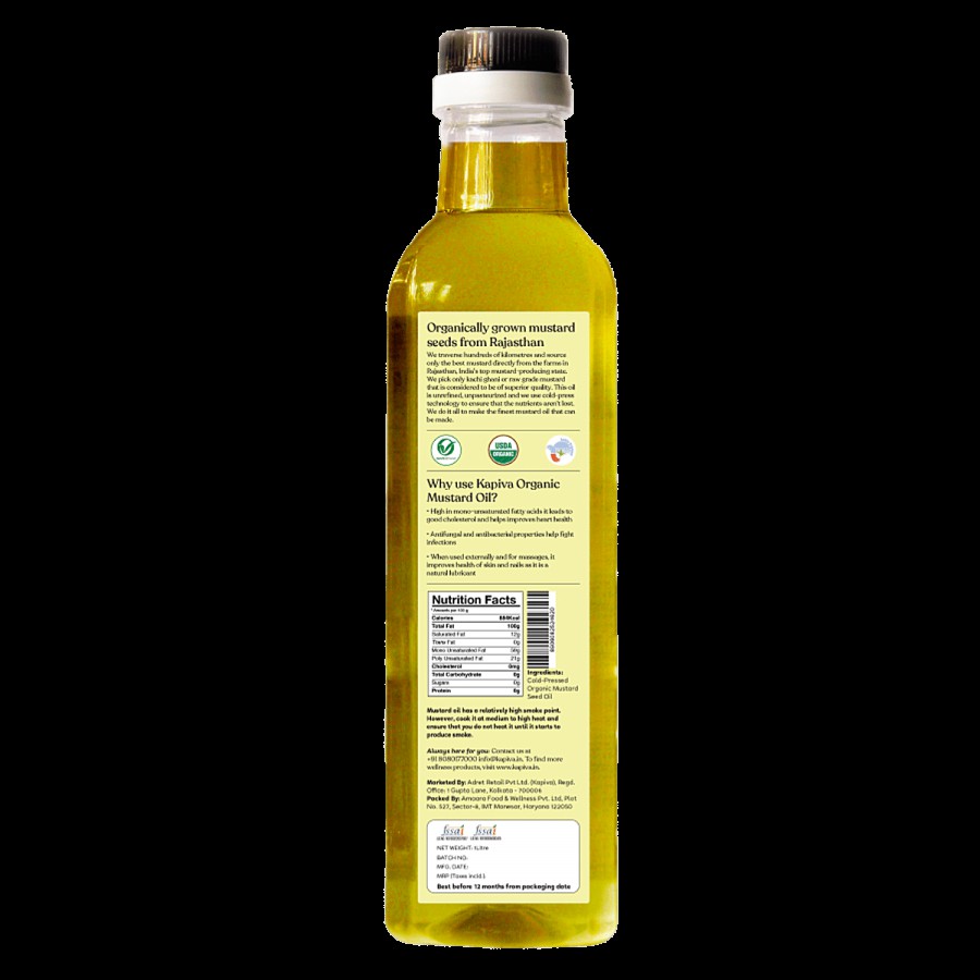 Kapiva Organic Mustard Oil - Supports Heart Health