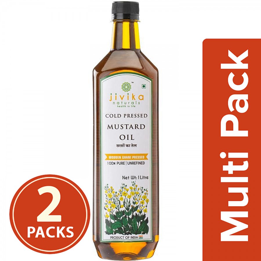 Jivika Naturals Cold Pressed Mustard Oil - Wooden Ghani Pressed