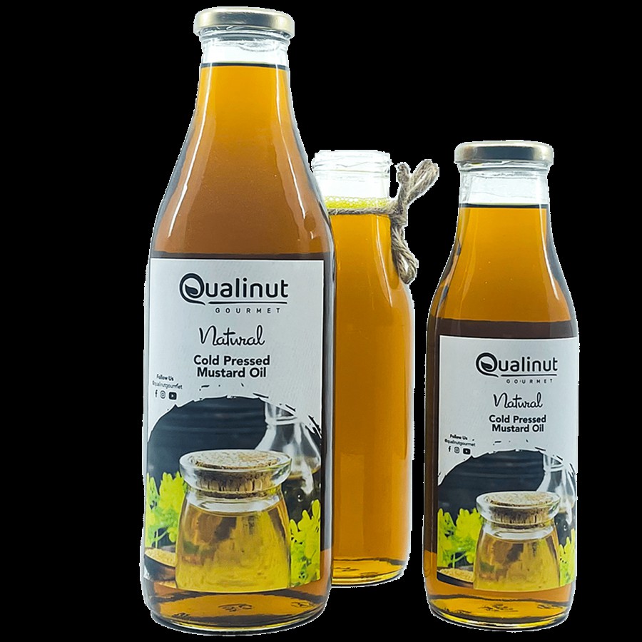 Qualinut Gourmet Natural Cold Pressed Mustard Oil - Rich in Omega 3 & 6