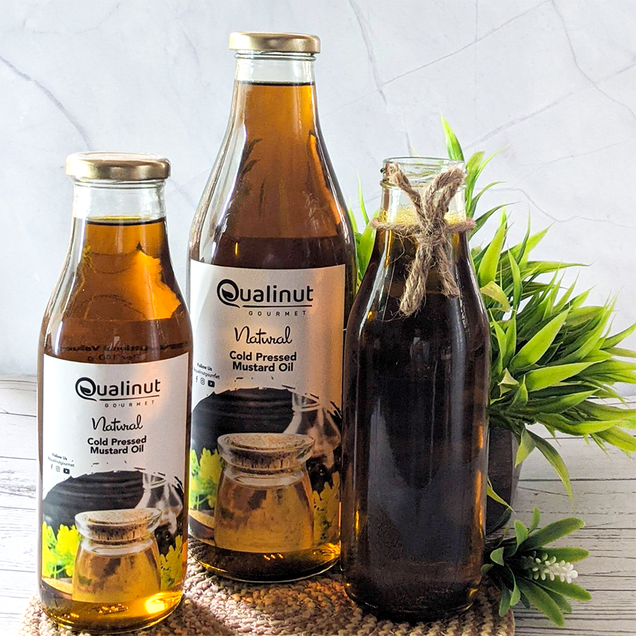 Qualinut Gourmet Natural Cold Pressed Mustard Oil - Rich in Omega 3 & 6