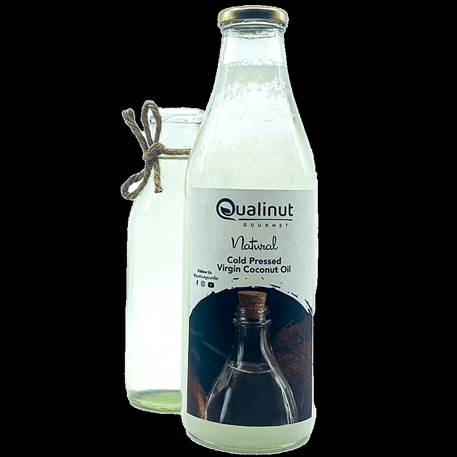 Qualinut Gourmet Natural Cold Pressed Virgin Coconut Oil - Promotes Skin & Hair Health