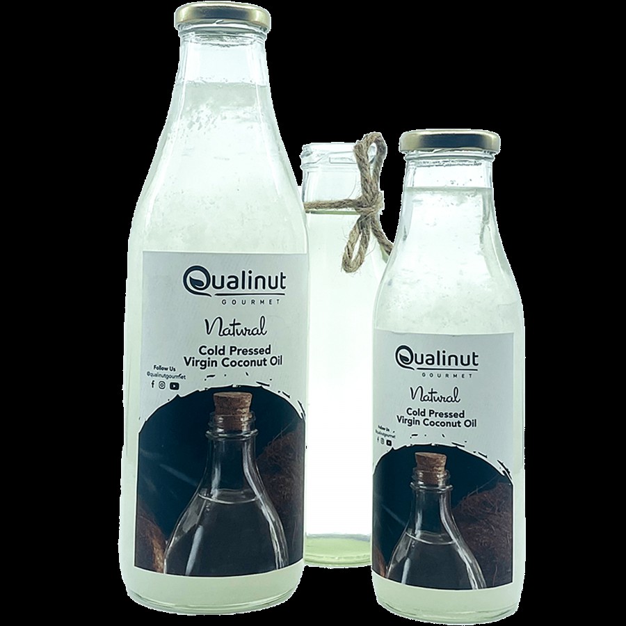 Qualinut Gourmet Natural Cold Pressed Virgin Coconut Oil - Promotes Skin & Hair Health