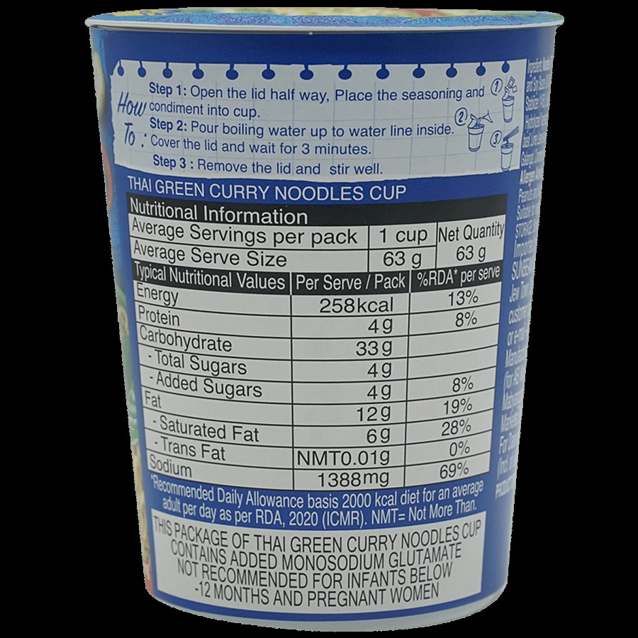 Blue Dragon Instant Cup Noodle Thai Green Curry For Home & Car Use