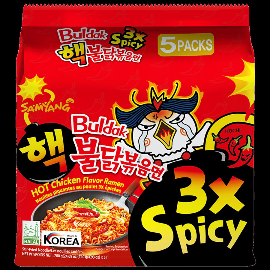 Buldak 3x Spicy Hot Chicken Flavor Ramen - Instant Stir-Fried Noodle