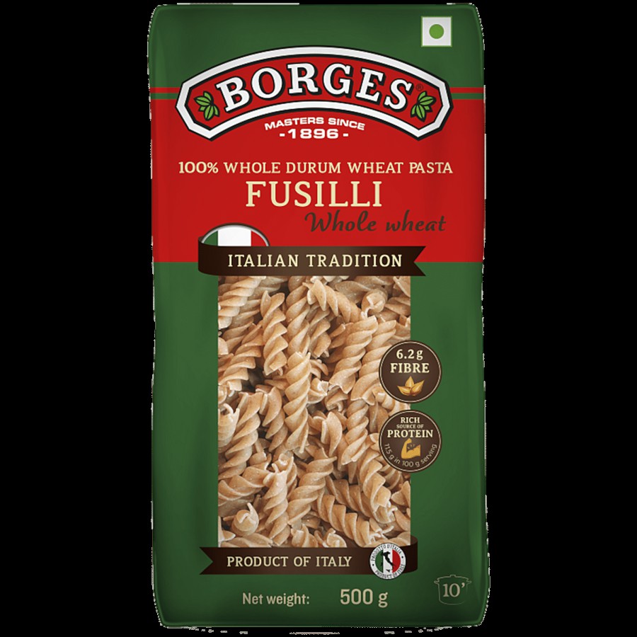 BORGES Whole Wheat Pasta - Fusilli