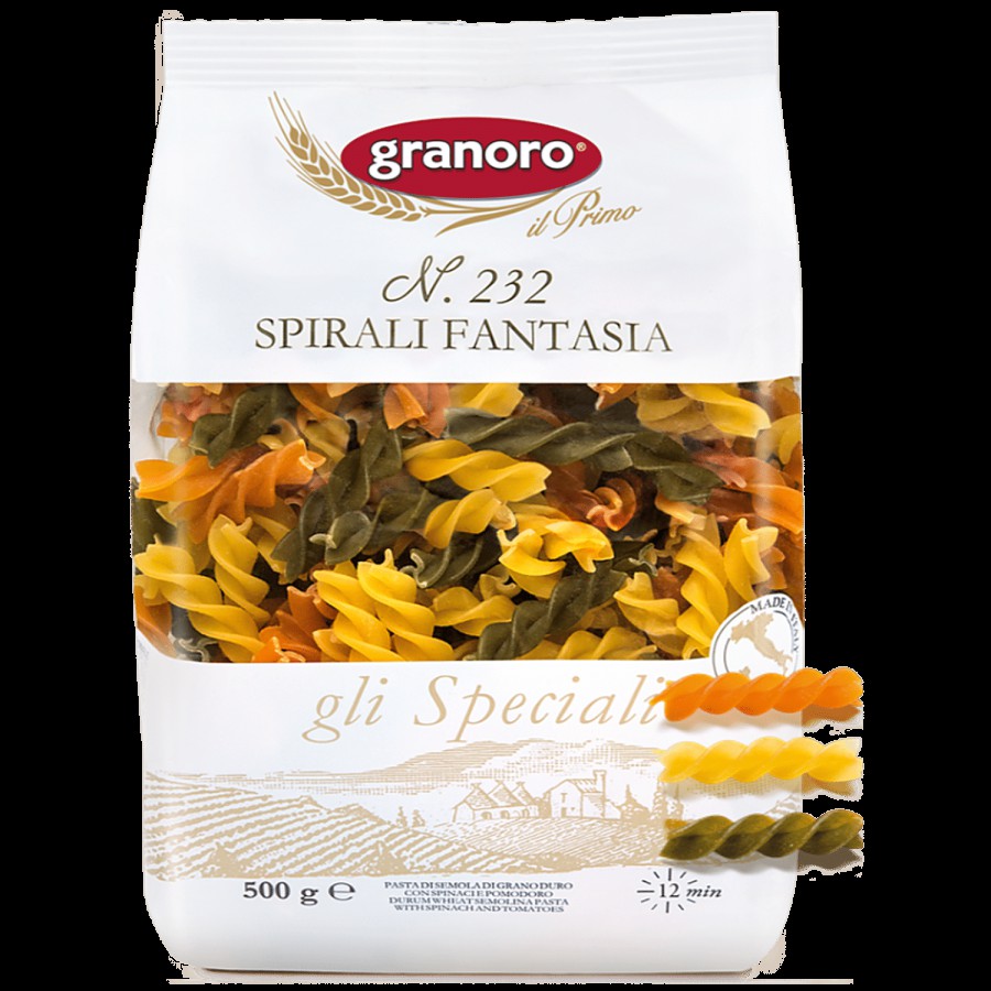 Granoro Durum Wheat Pasta - N.232 Spirali Fantasia Tricolour