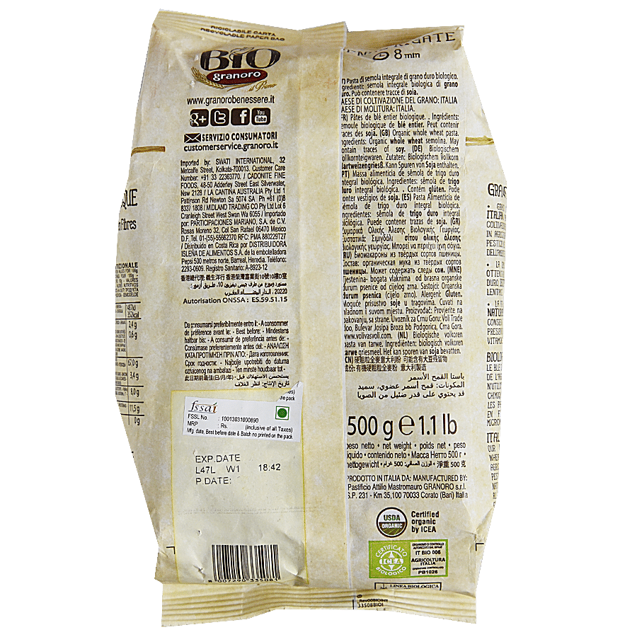 Granoro Organic Whole Wheat Pasta - Penne Rigate