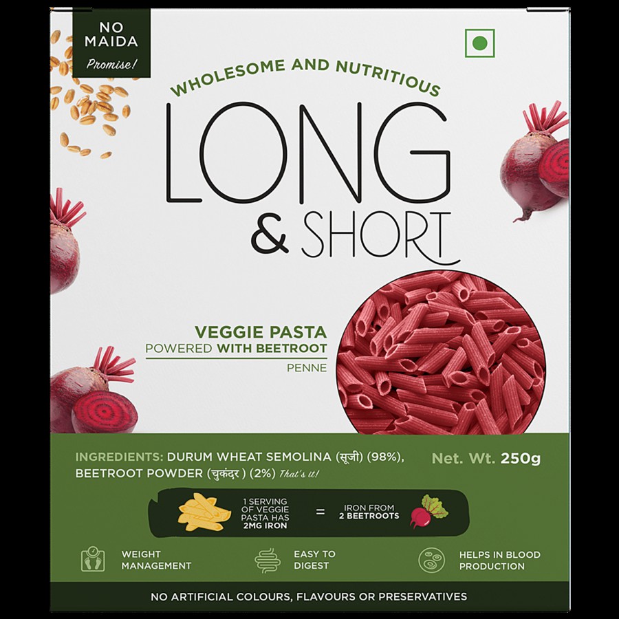 Long&Short Beetroot Penne Pasta - Veggie