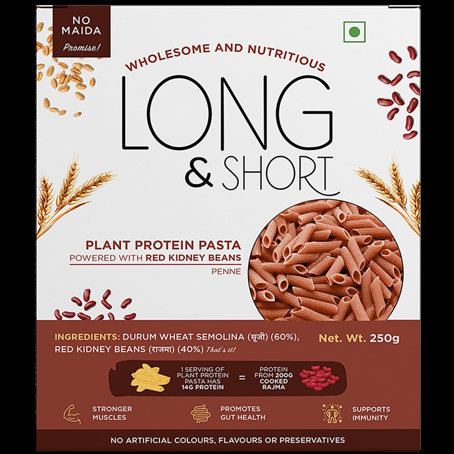 Long&Short Red Kidney Beans Penne Pasta - Plant Protein