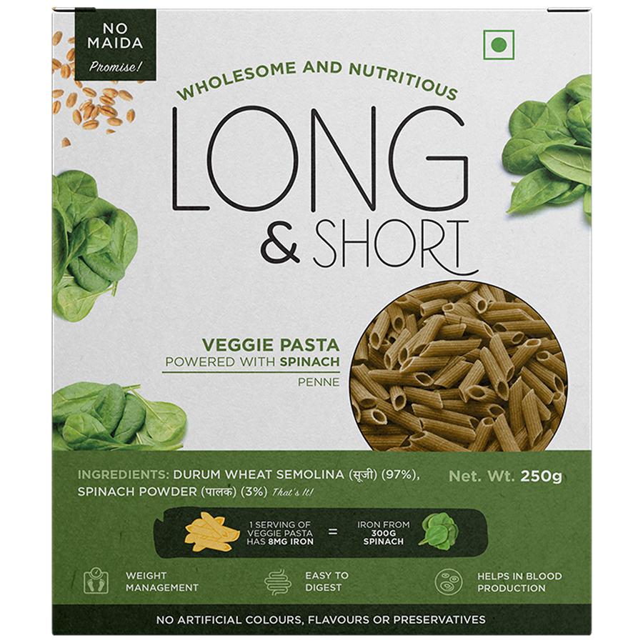 Long&Short Spinach Penne Pasta - Veggie