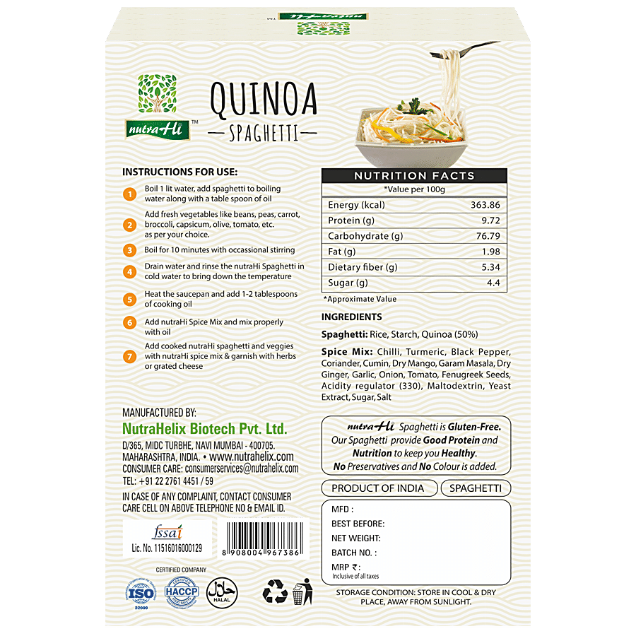 NutraHi Quinoa Spaghetti - Gluten Free