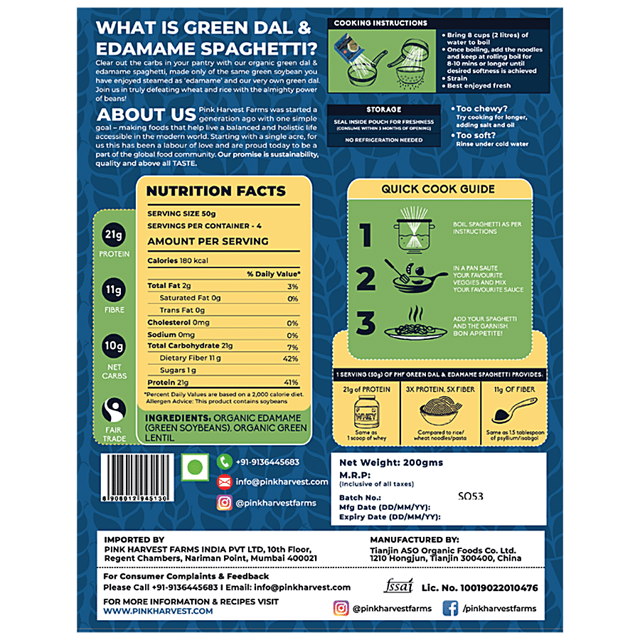 Pink Harvest Farms 100% Green Dal & Edamame Spaghetti Noodles