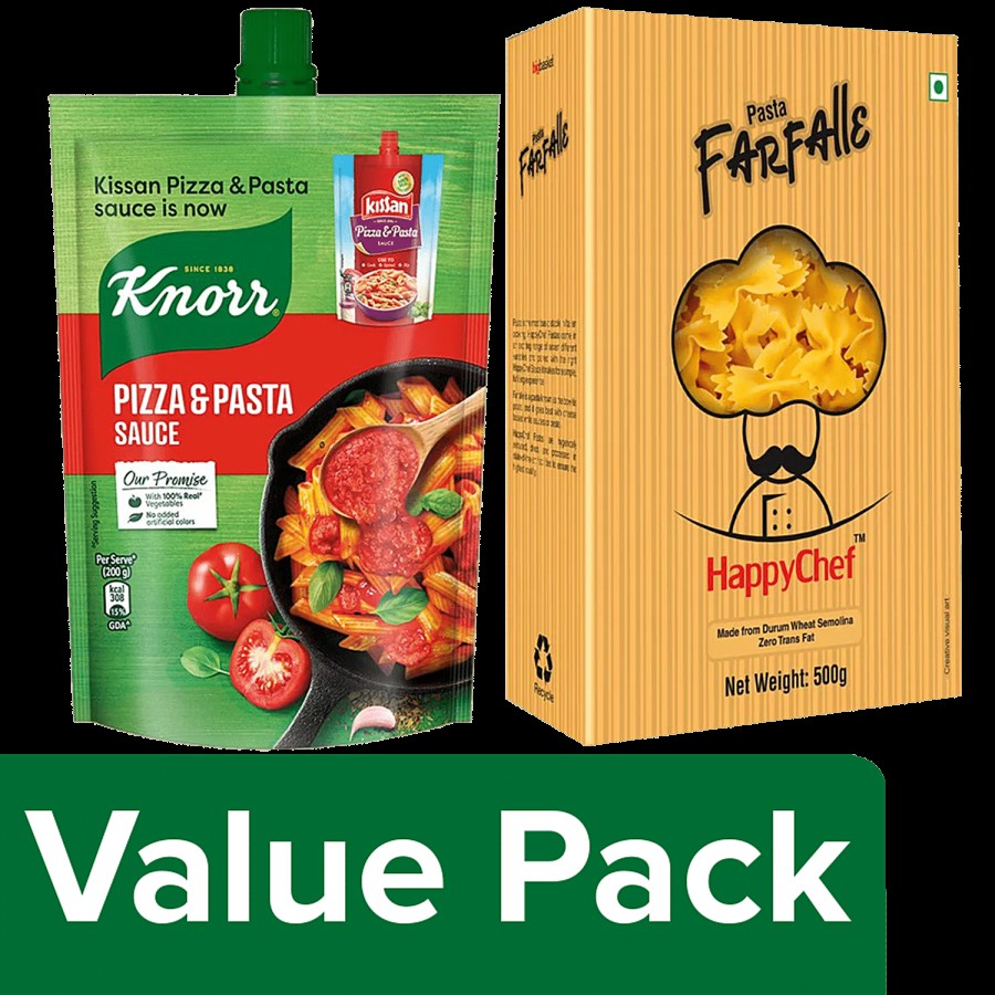 bb Combo HappyChef Durum Wheat Pasta-Farfalle 500g & Knorr Pizza-Pasta Sauce 200g