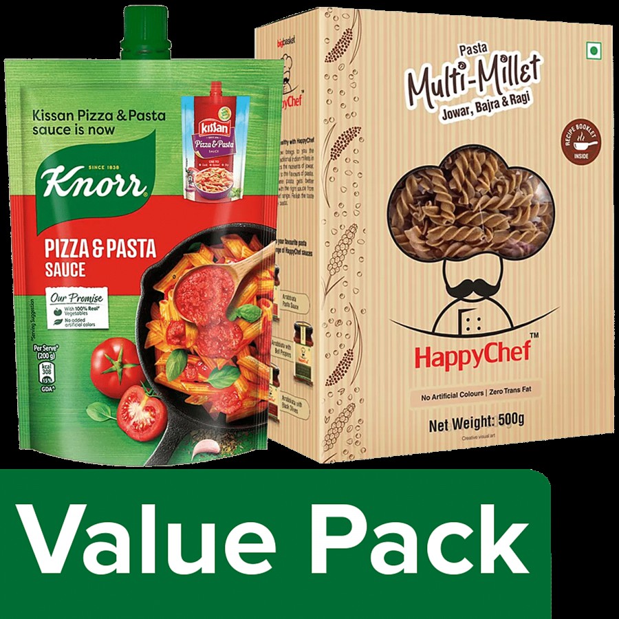 bb Combo HappyChef Multi-Millet Pasta 500g & Knorr Pizza-Pasta Sauce 200g