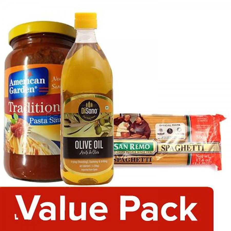 bb Combo San Remo Pasta 500G + Disano Olive Oil Pure 1L +American Garden Pasta Sauce 397G