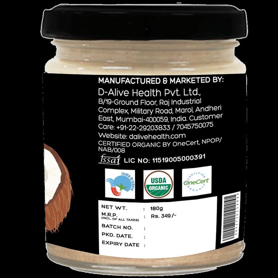 D-Alive Organic Coconut Butter - Unsweetened