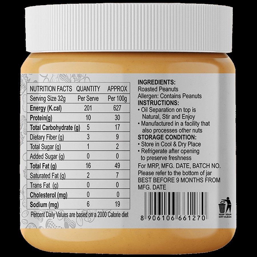 Delight Nuts Natural Peanut Butter - Unsweetened