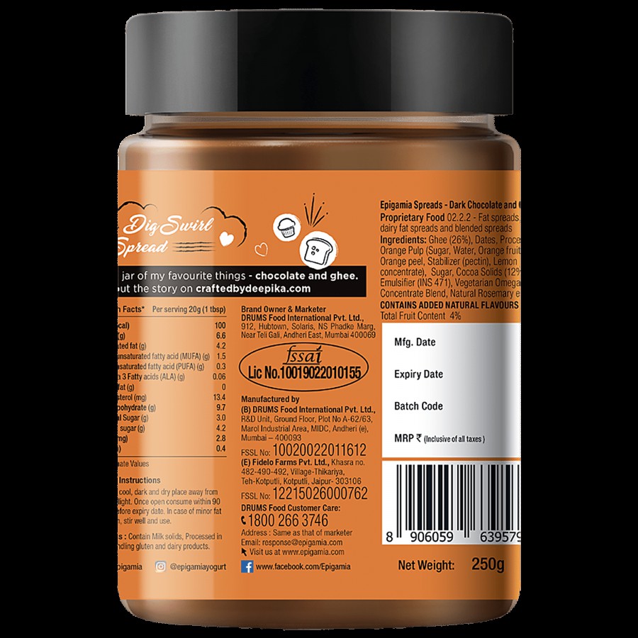 Epigamia  Ghee Spreads - Dark Chocolate Orange