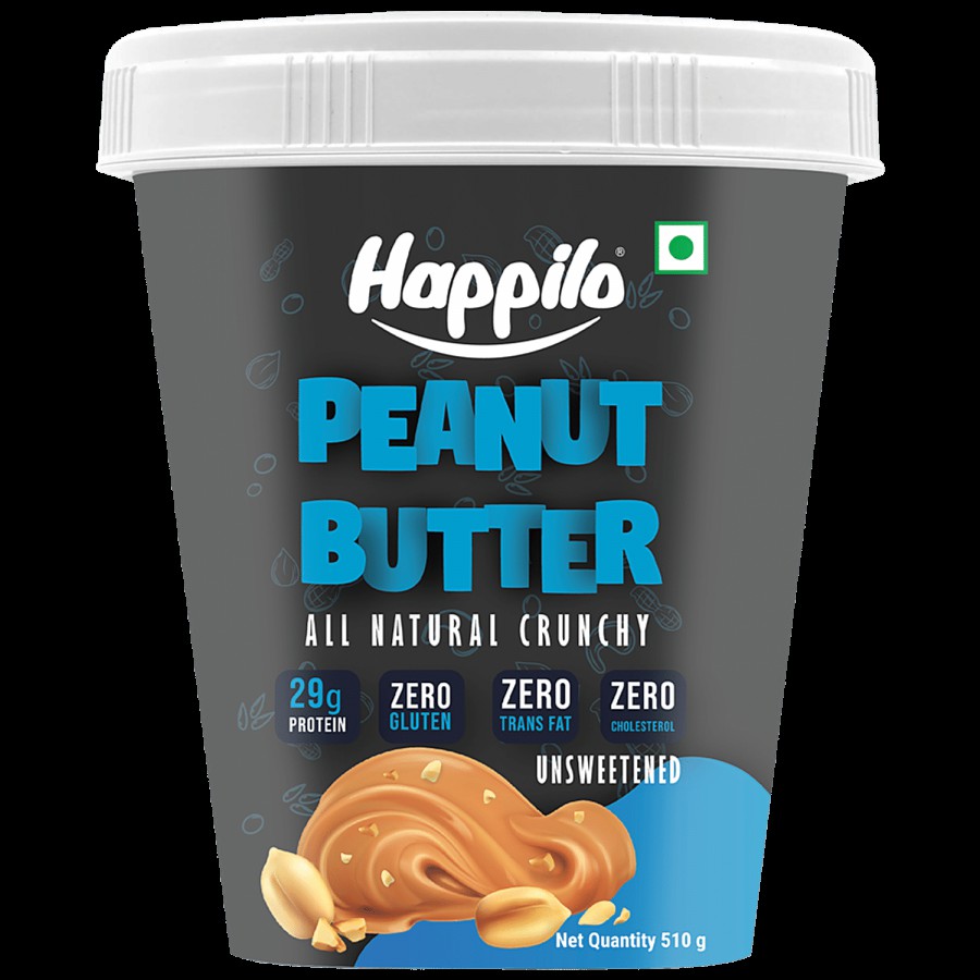 Happilo All Natural Peanut Butter - Crunchy