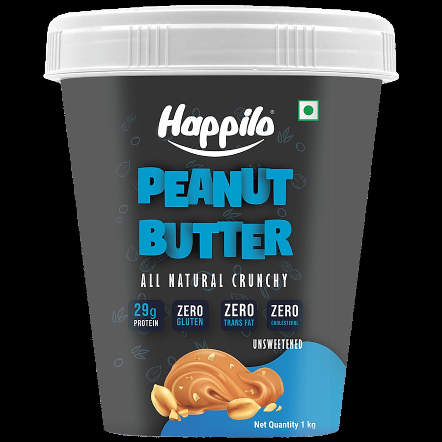 Happilo All Natural Peanut Butter - Crunchy