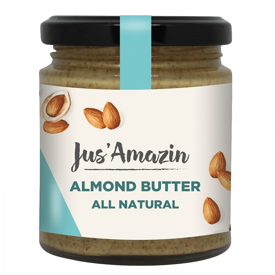 Jus Amazin Almond Butter All Natural 200g +Roasted Almonds Coated Organic Flax Seeds 19g