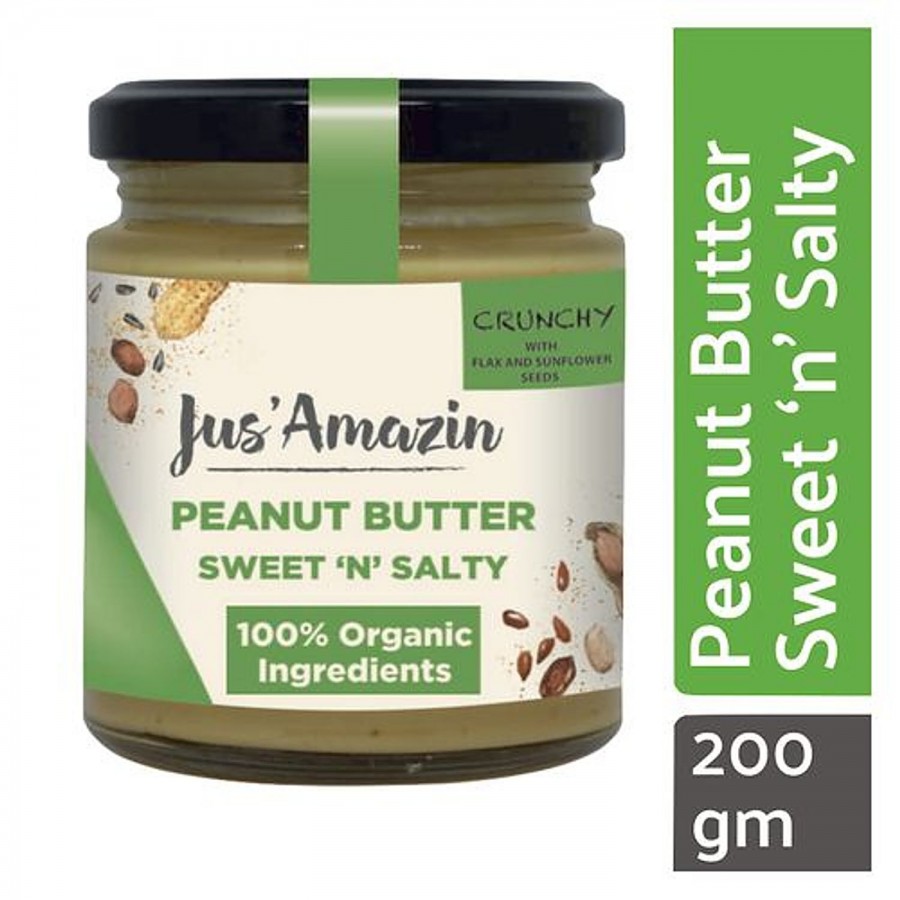 Jus Amazin Crunchy Sweet 'N' Salty Peanut Butter with Flax and Sunflower Seeds