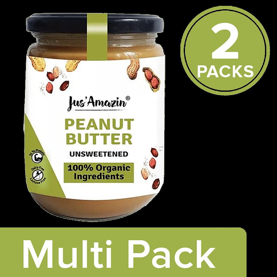 Jus Amazin Organic Peanut Butter - Unsweetened