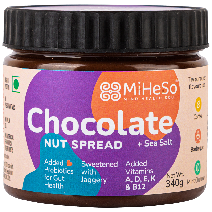 MiHeSo Mind Health Soul Chocolate Sea Salt Nut Spread - Sweetened With Jaggery