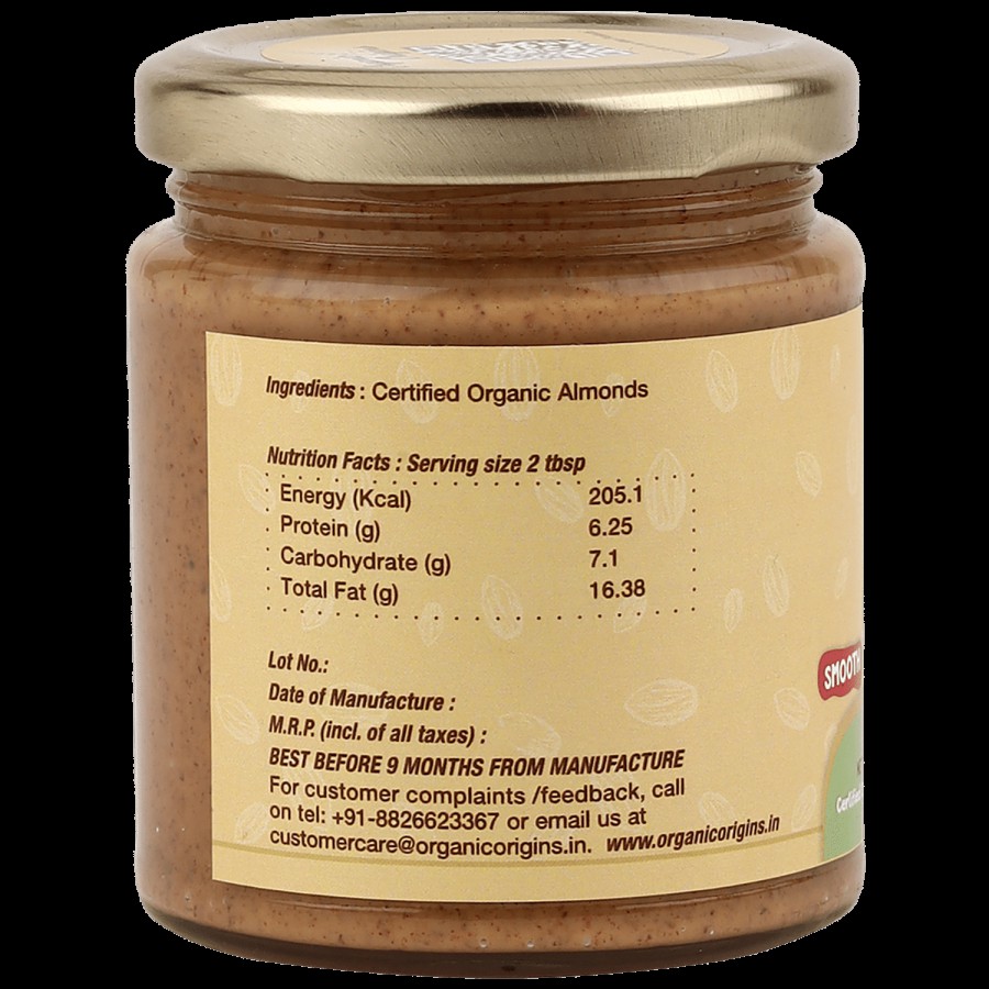 ORGANIC ORIGINS Smooth Unsweetened Almond Butter