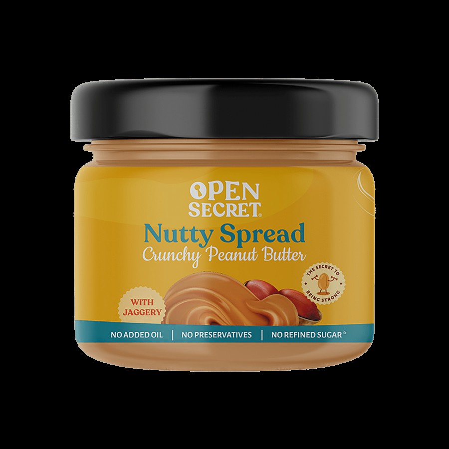 Open Secret Nutty Spread Crunchy Peanut Butter - With Jaggery. No Added Oil