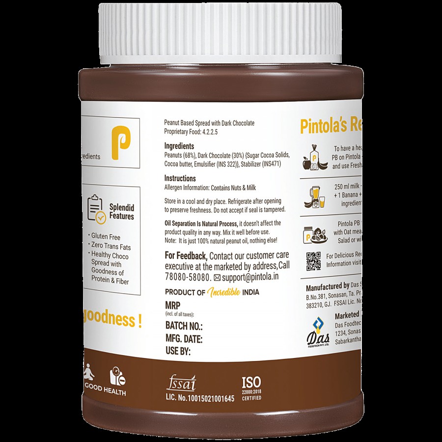 Pintola Dark Chocolate Peanut Butter - Creamy