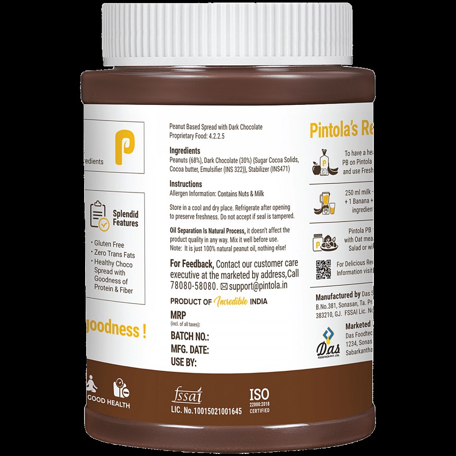 Pintola Dark Chocolate Peanut Butter - Crunchy