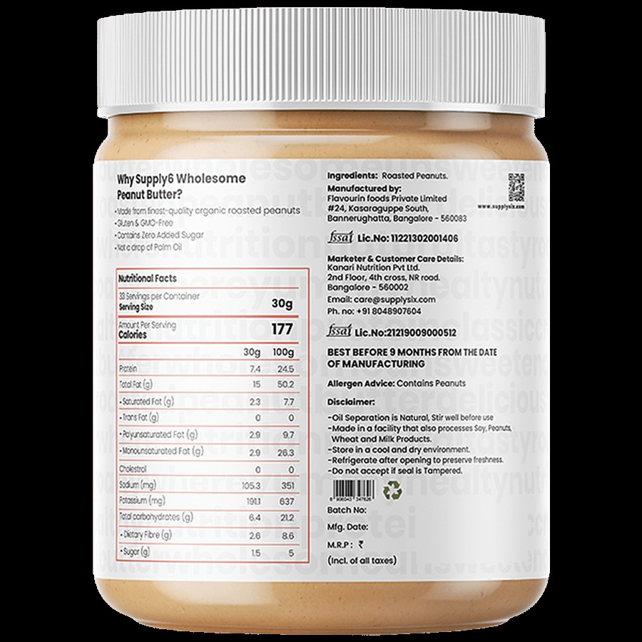 Supply6 Wholesome Peanut Butter - Natural