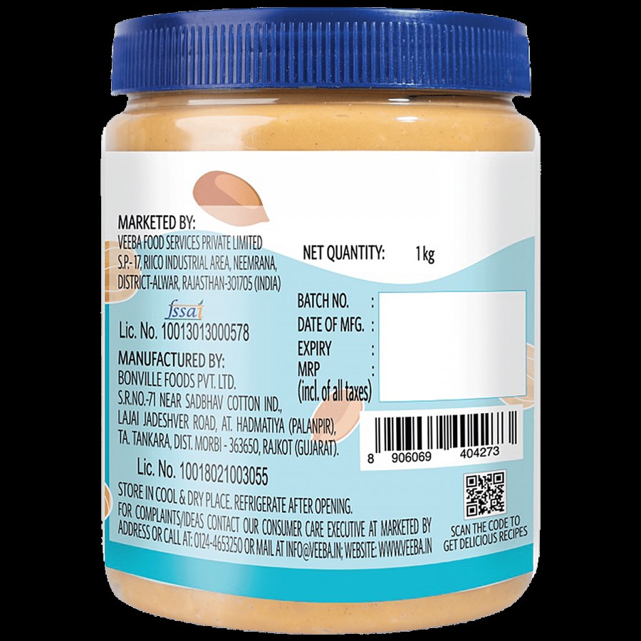 VEEBA Protein Peanut Spread Crunchy - Unsweetened