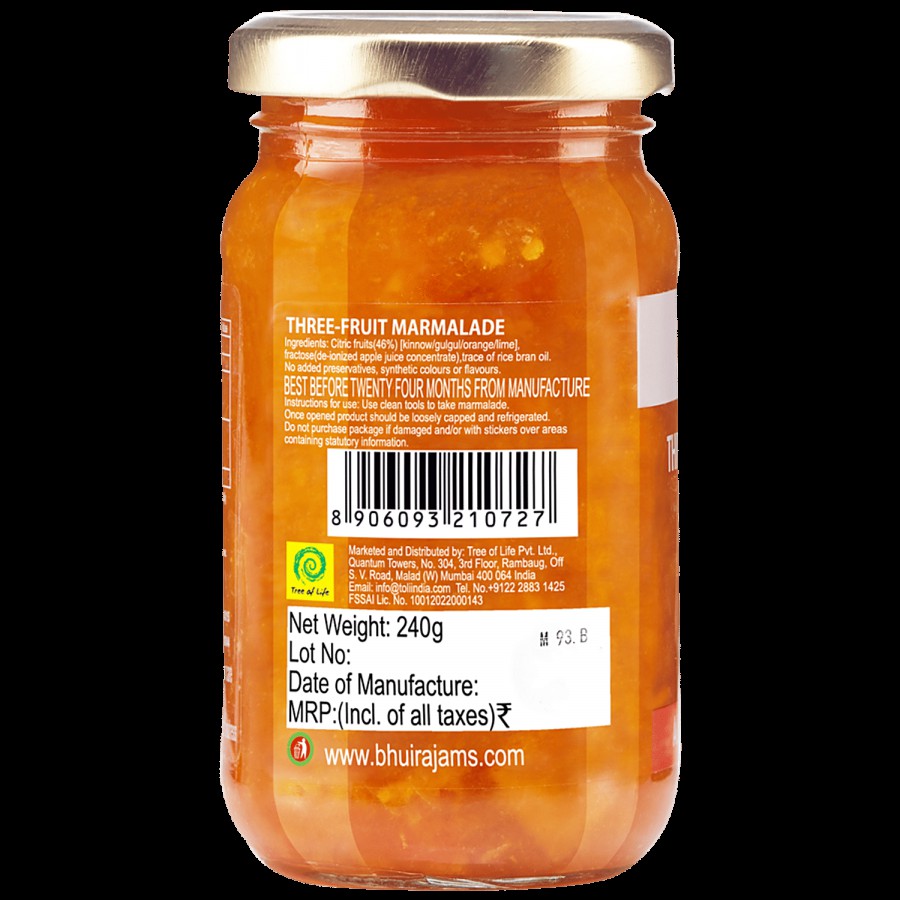 BHUIRA  Three Fruit Marmalade - No Added Sugar