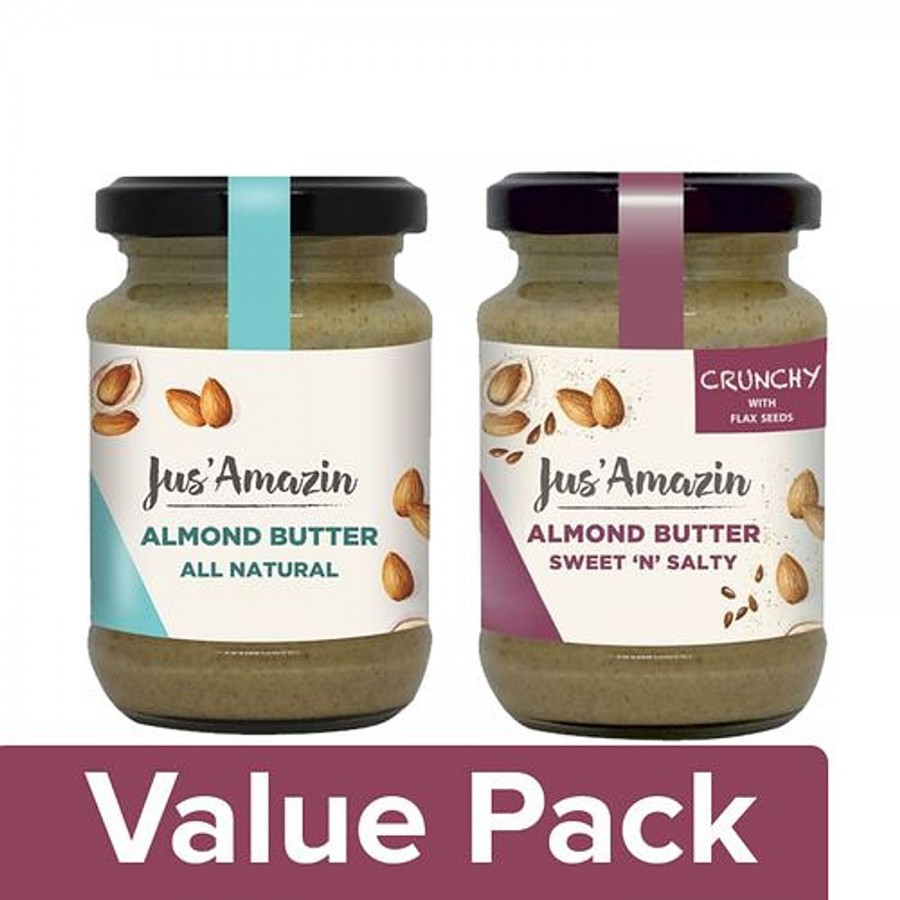 Jus Amazin Almond Butter- All Natural 125G+Sweet N Salty