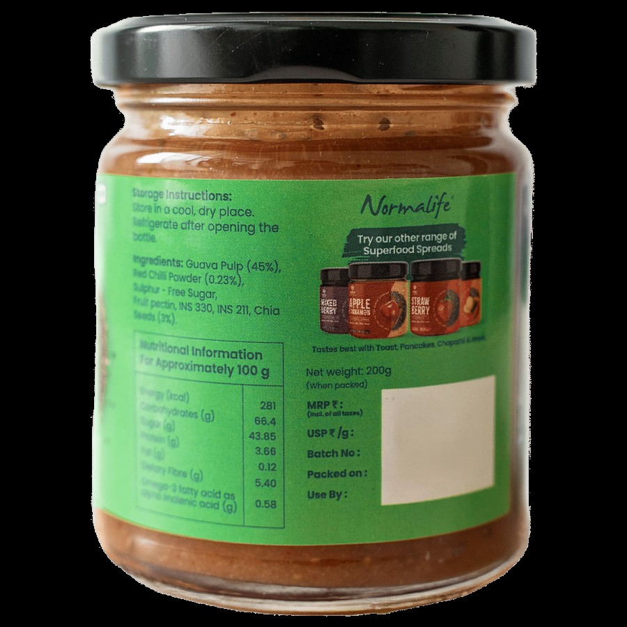 Supreem Super Foods Guava Chilli With Chia Seeds Healthy Fruit Spread - Smooth